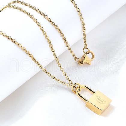 304 Stainless Steel Rolo Chain Pendant Necklaces NJEW-S444-01G-03-1