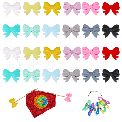BENECREAT 34Pcs 17 Styles Bowknot Food Grade Eco-Friendly Silicone Focal Beads SIL-BC0001-06-1
