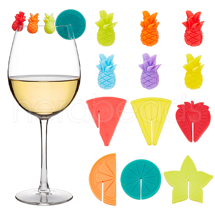  2 Sets 2 Style Silicone Wine Glass Charms AJEW-NB0005-70-1