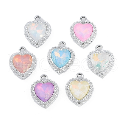 UV Plating Alloy with Mixed Color Glass Rhinestone Pendants FIND-M018-36P-1