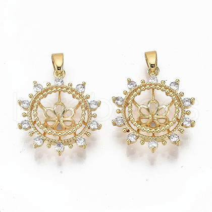 Brass Micro Pave Clear Cubic Zirconia Peg Bails Pendants KK-T062-12G-NF-1