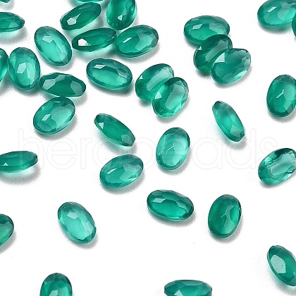 Faceted Natural Green Onyx Agate Cabochons G-I295-05C-16A-03-1