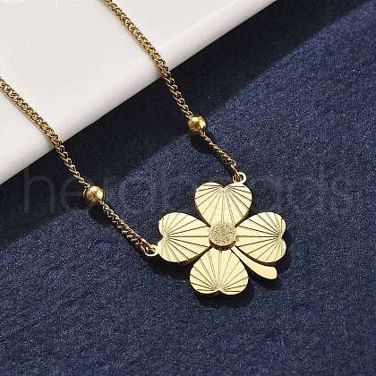 304 Stainless Steel Clover Pendant Necklaces NJEW-V001-09G-1