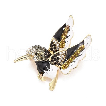 Bird Enamel Pin with Rhinestone JEWB-A004-18G-A-1