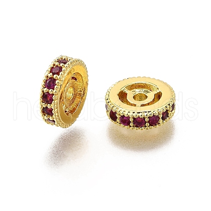 Brass Micro Pave Cubic Zirconia Beads KK-C106-24B-01-1