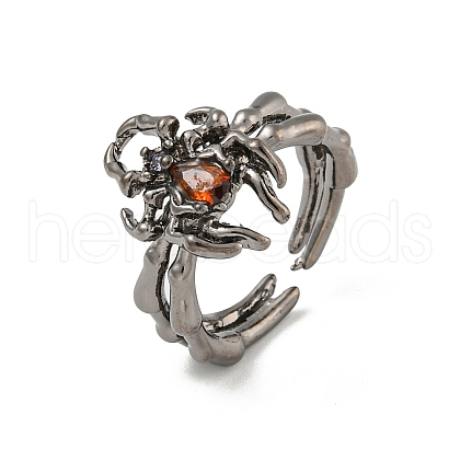 Zinc Alloy Rhinestone Solitaire Ring RJEW-Z048-07B-02-1