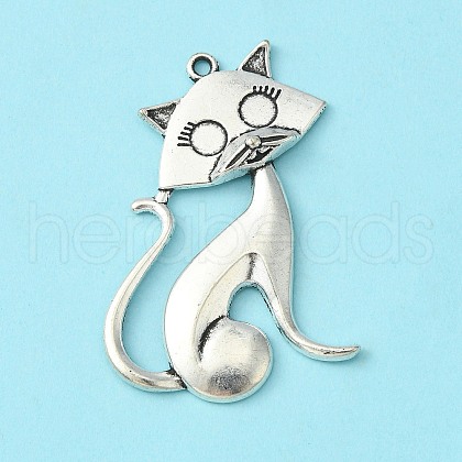 Tibetan Style Alloy Kitten Pendants TIBEP-22758-AS-NR-1
