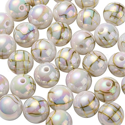 UV Plating Rainbow Iridescent Acrylic Beads PACR-E001-02F-1