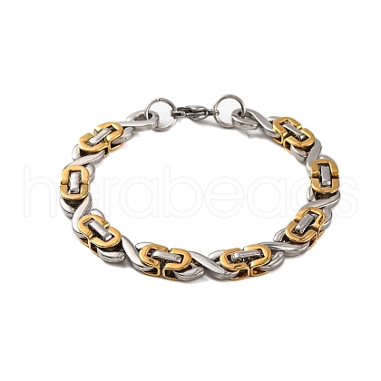 201 Stainless Steel Byzantine Chain Bracelets BJEW-B078-130GP-1