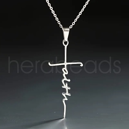 Faith Cross Alloy Pendant Necklaces for Women Men WG8C2EA-02-1