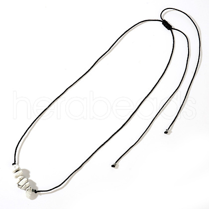 Natural Howlite Chip Beaded Adjustable Necklaces with Synthetic Non-magnetic Hematite Square Beads TO0645-5-1