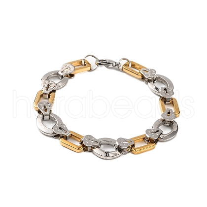 201 Stainless Steel Oval & Rectangle Link Chain Bracelets BJEW-B078-125GP-1