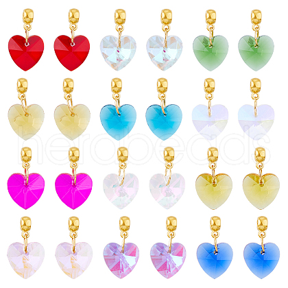 24Pcs 12 Colors Faceted Glass European Dangle Charms PALLOY-AB00176-1