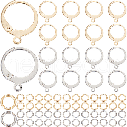 SOFPLATE 80Pcs 2 Color 304 Stainless Steel Leverback Earring Findings STAS-SP0001-17-1