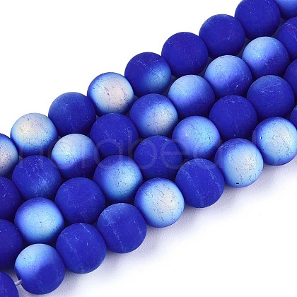 Frosted Opaque Glass Beads Strands GLAA-T032-P8mm-MBB11-1