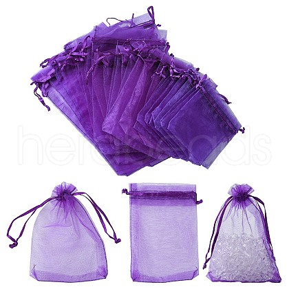 30Pcs 4 Styles Rectangle Organza Bags Jewellery Storage Pouches Wedding Favour Party Mesh Drawstring Gift OP-FS0001-01E-1