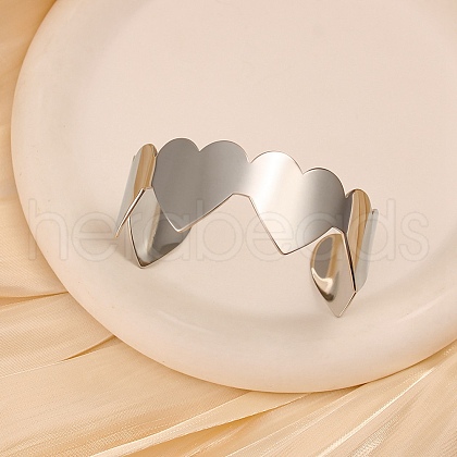 Romantic 304 Stainless Steel Cuff Bangles for Women BJEW-Q045-01P-1