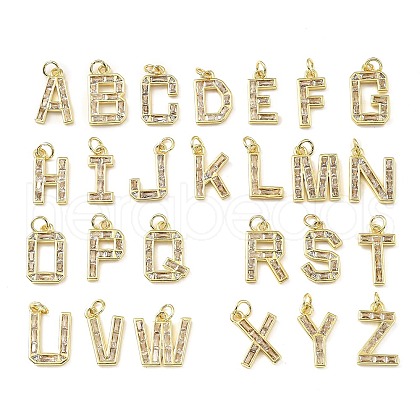 26Pcs Brass Micro Pave Cubic Zirconia Pendants KK-V014-01G-M-1