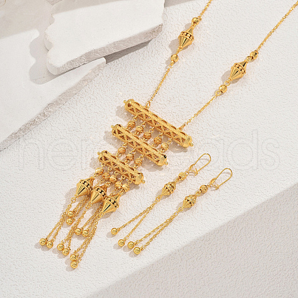 Elegant Brass Multilayer Geometric Necklace & Earrings Sets for Women ID8941-1
