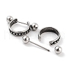 Textured 316 Surgical Stainless Steel Shield Barbell Hoop Earrings EJEW-Z050-51AS-2