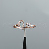 Brass Micro Pave Cubic Zirconia Cuff Rings for Women FS-WGA4C54-17-1