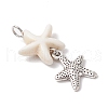 7Pcs 7 Styles Natural Howlite Starfish & Alloy Sea Animals Pendants PALLOY-JF03752-02-4