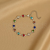 Brass Glass Link Chain Bracelets for Women WGAE243-02-1