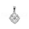304 Stainless Steel Pave Natural Shell Flower Pendants STAS-C103-12P-1