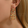 Alloy Cubic Zirconia Flower Hoop Earrings UT1066-3