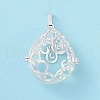 Rack Plating Brass Hollow Teardrop Bead Cage Pendants KK-M181-08S-2