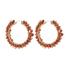 Natural Agate Beaded Hoop Earrings EJEW-JE04847-2