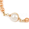 Glass Pearl Round Beaded Link Bracelets for Women BJEW-JB11975-02-4