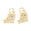 Brass Micro Pave Clear Cubic Zirconia Charms ZIRC-B010-35G-1