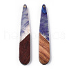 Transparent Resin & Walnut Wood Pendants RESI-ZX017-44-3