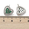 Heart Brass Micro Pave Cubic Zirconia Stud Earrings EJEW-M082-15P-4