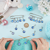 4Pcs Blue Flower Pattern Glass Pendant Stitch Markers HJEW-BC00004-3