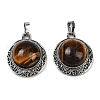 Natural Tiger Eye Half Round Pendants PALLOY-R159-01AS-11-1