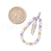 Bohemia Style Glass Seed Beaded Teardrop with Feather Pendants PALLOY-MZ00589-02-2
