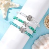3Pcs 3 Styles Round Glass & Synthetic Turquoise Beads Stretch Bracelets Sets for Women BJEW-JB11654-1