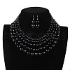 Plastic Pearl Round Beaded Multilayer Necklaces & Dangle Earrings Sets FS-WGEBA88-01-1