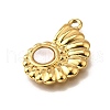 304 Stainless Steel Pave Natural White Shell Pendants STAS-C122-21C-02G-2