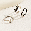 3Pcs Copper Retro Bat Toe Open Cuff Rings Sets for Women IB3086-4