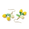 Flower with Cherry 304 Stainless Steel Glass Seed Beads Dangle Earrings EJEW-MZ00419-04-4