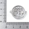 Rack Plating Brass Clear Cubic Zirconia Flat Round with Tree Connector Charms X-KK-A234-033P-3
