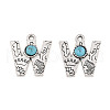 Synthetic Turquoise & Alloy Pendants PALLOY-H146-01AS-W-1