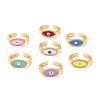 Horse Eye Cubic Zirconia Cuff Ring for Women RJEW-C004-19-RS-1