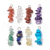 8Pcs 8 Styles Mixed Gemstone & Handmade Lampwork Chip Beaded Pendants PALLOY-JF03054-1