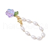 Glass Flower Cup Charms HJEW-JM02851-6