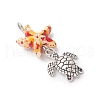 7Pcs 7 Styles Dyed Synthetic Turquoise Starfish & Alloy Sea Animals Pendants PALLOY-JF03754-01-4