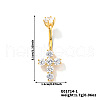 Elegant and Stylish Cross Brass Rhinestone Belly Rings Curved Barbell UZ1894-1-1